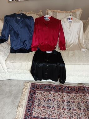 Preview Collection Silk Blouses — Fuchsia Pink,black,ivory, navy